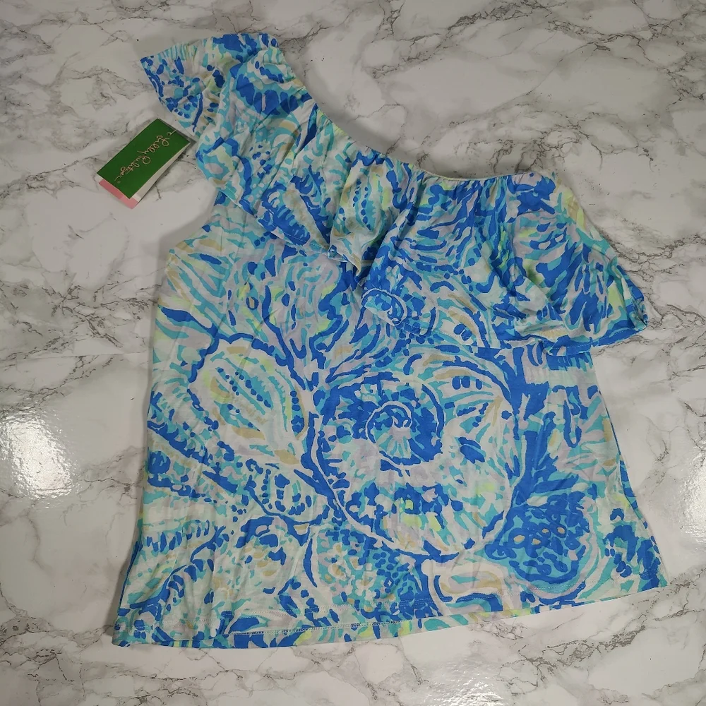 NWT Lilly Pulitzer Matteo Top In Bennet Blue Salty Seas Size XS - Picture 2 of 5